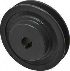 Browning - 5/8" Bore, 1-5/32 Long, 3.95" Outside Diam, Finished Bore Single Groove V Belt Sheave - 3/4" Wide, 3.36" Pitch Diam of 3L Belt, 3.7" Pitch Diam of 4L Belt - Industrial Tool & Supply