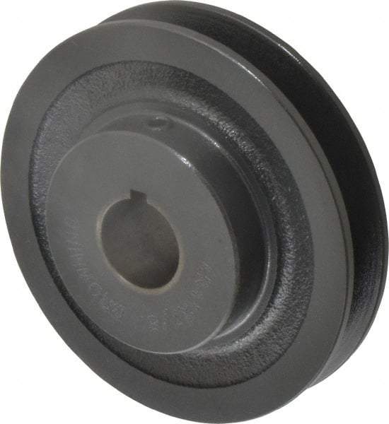 Browning - 7/8" Bore, 1-5/32 Long, 3.95" Outside Diam, Finished Bore Single Groove V Belt Sheave - 3/4" Wide, 3.36" Pitch Diam of 3L Belt, 3.7" Pitch Diam of 4L Belt - Industrial Tool & Supply