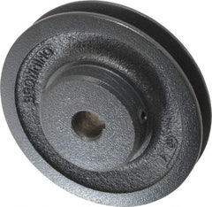 Browning - 5/8" Bore, 1-5/32 Long, 4.45" Outside Diam, Finished Bore Single Groove V Belt Sheave - 3/4" Wide, 3.86" Pitch Diam of 3L Belt, 4.2" Pitch Diam of 4L Belt - Industrial Tool & Supply