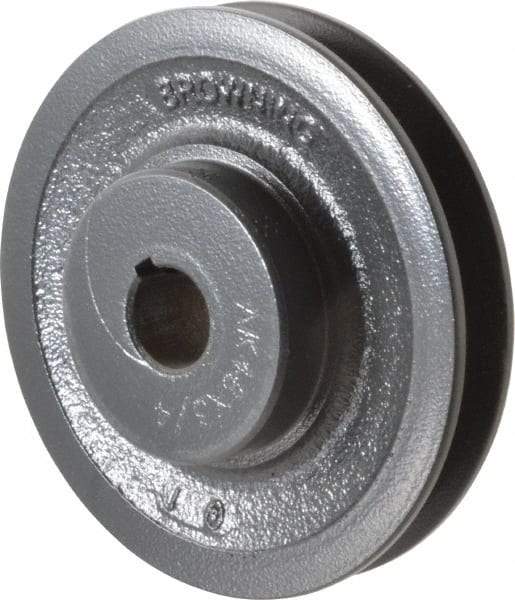 Browning - 3/4" Bore, 1-5/32 Long, 4.45" Outside Diam, Finished Bore Single Groove V Belt Sheave - 3/4" Wide, 3.86" Pitch Diam of 3L Belt, 4.2" Pitch Diam of 4L Belt - Industrial Tool & Supply