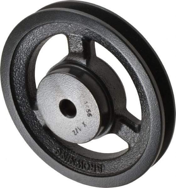 Browning - 1/2" Bore, 1-5/32 Long, 5.45" Outside Diam, Finished Bore Single Groove V Belt Sheave - 3/4" Wide, 4.86" Pitch Diam of 3L Belt, 5.2" Pitch Diam of 4L Belt - Industrial Tool & Supply