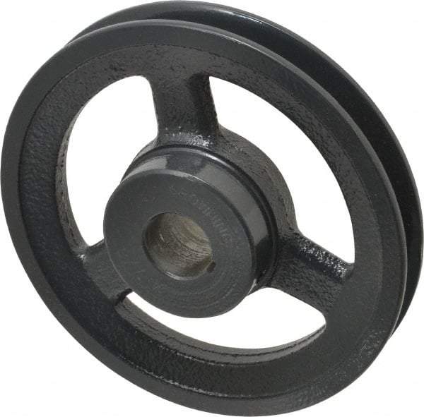 Browning - 7/8" Bore, 1-5/32 Long, 5.45" Outside Diam, Finished Bore Single Groove V Belt Sheave - 3/4" Wide, 4.86" Pitch Diam of 3L Belt, 5.2" Pitch Diam of 4L Belt - Industrial Tool & Supply