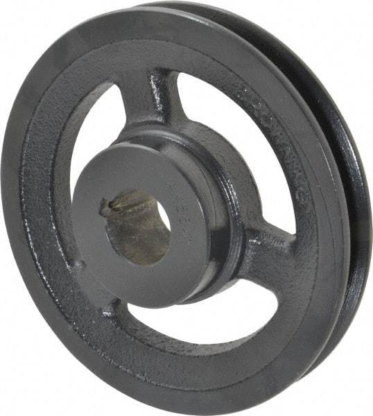 Browning - 1" Bore, 1-5/32 Long, 5.45" Outside Diam, Finished Bore Single Groove V Belt Sheave - 3/4" Wide, 4.86" Pitch Diam of 3L Belt, 5.2" Pitch Diam of 4L Belt - Industrial Tool & Supply