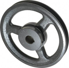 Browning - 3/4" Bore, 1-5/32 Long, 6-1/4" Outside Diam, Finished Bore Single Groove V Belt Sheave - 3/4" Wide, 5.66" Pitch Diam of 3L Belt, 6" Pitch Diam of 4L Belt - Industrial Tool & Supply