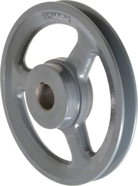 Browning - 7/8" Bore, 1-5/32 Long, 6-1/4" Outside Diam, Finished Bore Single Groove V Belt Sheave - 3/4" Wide, 5.66" Pitch Diam of 3L Belt, 6" Pitch Diam of 4L Belt - Industrial Tool & Supply