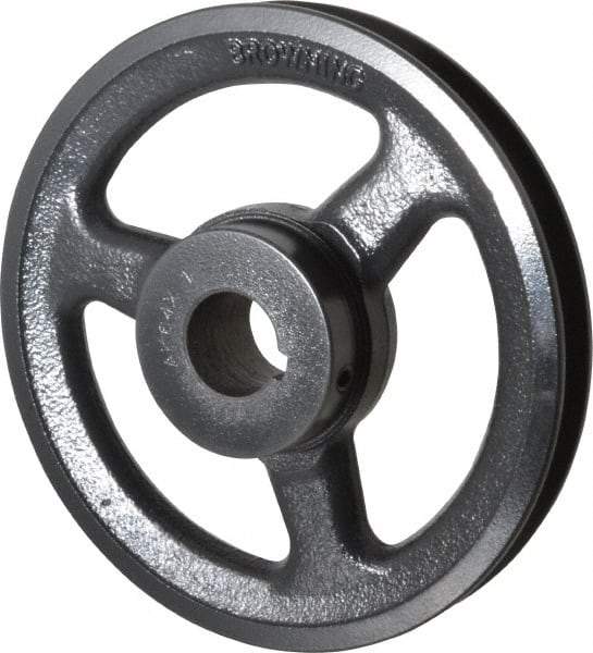 Browning - 1" Bore, 1-5/32 Long, 6-1/4" Outside Diam, Finished Bore Single Groove V Belt Sheave - 3/4" Wide, 5.66" Pitch Diam of 3L Belt, 6" Pitch Diam of 4L Belt - Industrial Tool & Supply