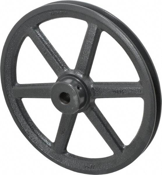 Browning - 5/8" Bore, 1-15/32 Long, 9-1/4" Outside Diam, Finished Bore Single Groove V Belt Sheave - 3/4" Wide, 8.66" Pitch Diam of 3L Belt, 9" Pitch Diam of 4L Belt - Industrial Tool & Supply