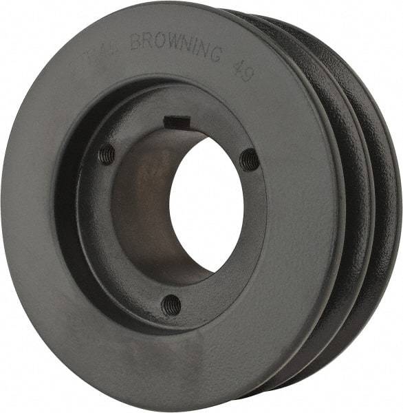 Browning - 2 Groove, 1/2 to 1-3/4 Bore Diam, 4.95" Outside Diam, QD Bushed V Belt Sheave - 4.2 A Diam Belt Pitch - Industrial Tool & Supply