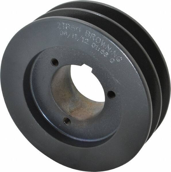Browning - 2 Groove, 1/2 to 1-3/4 Bore Diam, 5.35" Outside Diam, QD Bushed V Belt Sheave - 4.6 A Diam Belt Pitch - Industrial Tool & Supply