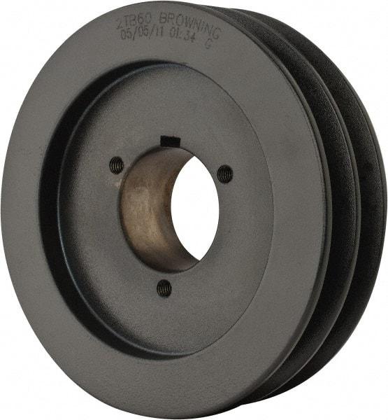 Browning - 2 Groove, 1/2 to 1-3/4 Bore Diam, 6.35" Outside Diam, QD Bushed V Belt Sheave - 5.6 A Diam Belt Pitch - Industrial Tool & Supply