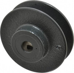 Browning - 1/2" Bore, 1-1/16 Long, 3.15" Outside Diam, Finished Bore Single Groove V Belt Sheave - 13/16" Wide, 2.8 Belt Pitch B, 2.4" Pitch Diam of 4L Belt - Industrial Tool & Supply