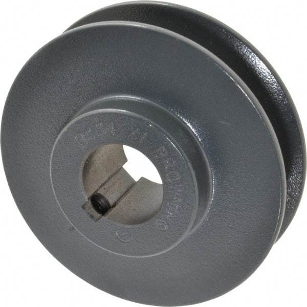 Browning - 1" Bore, 1-5/32 Long, 3.55" Outside Diam, Finished Bore Single Groove V Belt Sheave - 7/8" Wide, 3.2 Belt Pitch B, 2.8" Pitch Diam of 4L Belt - Industrial Tool & Supply