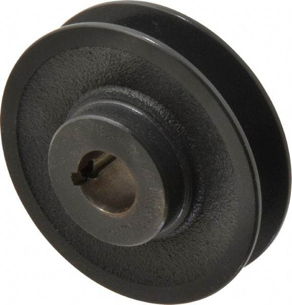 Browning - 7/8" Bore, 1-5/32 Long, 3.95" Outside Diam, Finished Bore Single Groove V Belt Sheave - 7/8" Wide, 3.6 Belt Pitch B, 3.2" Pitch Diam of 4L Belt - Industrial Tool & Supply
