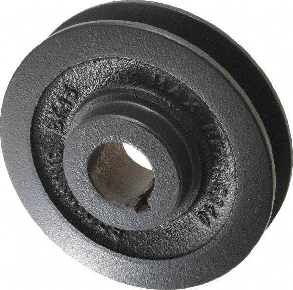 Browning - 1" Bore, 1-5/32 Long, 4-1/4" Outside Diam, Finished Bore Single Groove V Belt Sheave - 7/8" Wide, 3.9 Belt Pitch B, 3-1/2" Pitch Diam of 4L Belt - Industrial Tool & Supply