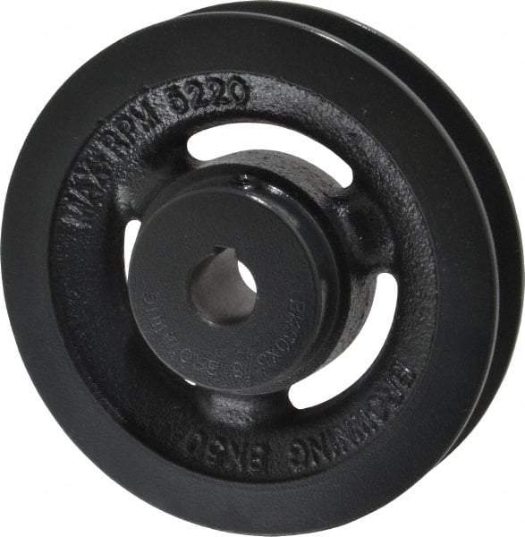 Browning - 5/8" Bore, 1-5/32 Long, 5" Outside Diam, Finished Bore Single Groove V Belt Sheave - 7/8" Wide, 4.4 Belt Pitch B, 4" Pitch Diam of 4L Belt - Industrial Tool & Supply