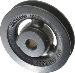 Browning - 3/4" Bore, 1-5/32 Long, 5" Outside Diam, Finished Bore Single Groove V Belt Sheave - 7/8" Wide, 4.4 Belt Pitch B, 4" Pitch Diam of 4L Belt - Industrial Tool & Supply