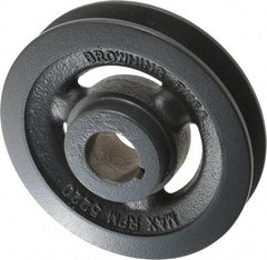 Browning - 1" Bore, 1-5/32 Long, 4-3/4" Outside Diam, Finished Bore Single Groove V Belt Sheave - 7/8" Wide, 4.4 Belt Pitch B, 4" Pitch Diam of 4L Belt - Industrial Tool & Supply