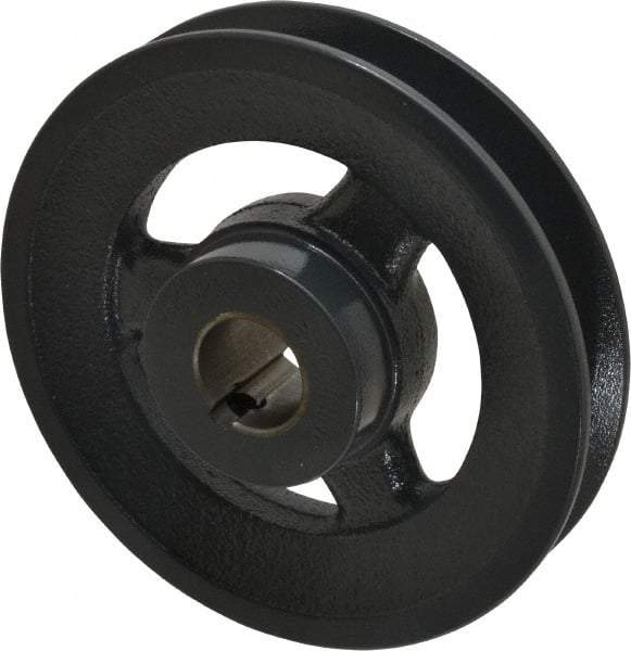 Browning - 7/8" Bore, 1-5/32 Long, 4.95" Outside Diam, Finished Bore Single Groove V Belt Sheave - 7/8" Wide, 4.6 Belt Pitch B, 4.2" Pitch Diam of 4L Belt - Industrial Tool & Supply
