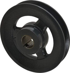 Browning - 7/8" Bore, 1-5/32 Long, 4.95" Outside Diam, Finished Bore Single Groove V Belt Sheave - 7/8" Wide, 4.6 Belt Pitch B, 4.2" Pitch Diam of 4L Belt - Industrial Tool & Supply