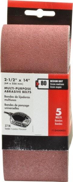 Porter-Cable - 2-1/2" Wide x 14" OAL, 80 Grit, Aluminum Oxide Abrasive Belt - Aluminum Oxide, Medium, Coated, X Weighted Cloth Backing - Industrial Tool & Supply