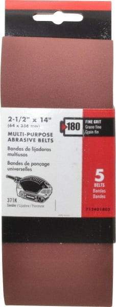 Porter-Cable - 2-1/2" Wide x 14" OAL, 180 Grit, Aluminum Oxide Abrasive Belt - Aluminum Oxide, Fine, Coated, X Weighted Cloth Backing - Industrial Tool & Supply