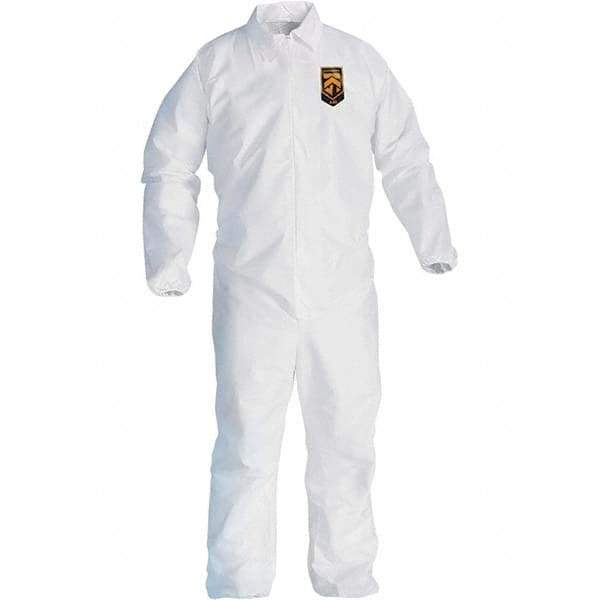 KleenGuard - Size 2XL Film Laminate General Purpose Coveralls - White, Zipper Closure, Elastic Cuffs, Elastic Ankles, Serged Seams - Industrial Tool & Supply