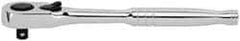 Stanley - 1/4" Drive Pear Head Ratchet - Chrome Finish, 8" OAL - Industrial Tool & Supply