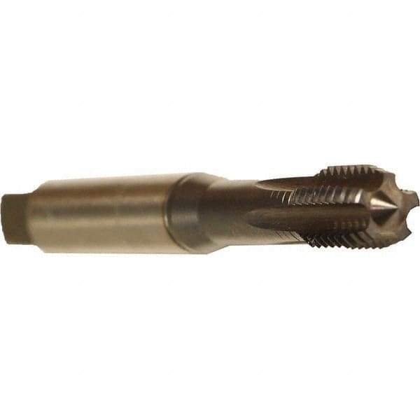 Emuge - 1/4-19" BSPP, 6 Flutes, Modified Bottoming Chamfer, TiCN Coated, Solid Carbide British Standard Pipe Tap - 0.5512" Shank Diam, 0.4331" Square Size, Series Rekord A - Exact Industrial Supply