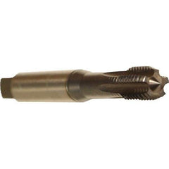 Emuge - M10x1.00 Metric Fine 6HX 5 Flute TiCN Finish Solid Carbide Straight Flute Machine Tap - Modified Bottoming, Right Hand Thread, 100mm OAL, 18mm Thread Length, Oversize - Industrial Tool & Supply