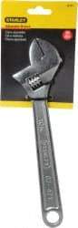 Stanley - 1-1/4" Jaw Capacity, 10" Standard Adjustable Wrench - Chrome Vanadium Steel, Chrome Finish, 10-1/8" OAL - Industrial Tool & Supply
