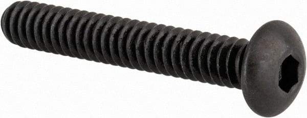 Made in USA - #10-24 UNC Hex Socket Drive, Button Screw - Alloy Steel, Black Oxide Finish, Fully Threaded, 1-1/4" Length Under Head - Industrial Tool & Supply