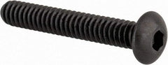 Made in USA - #10-24 UNC Hex Socket Drive, Button Screw - Alloy Steel, Black Oxide Finish, Fully Threaded, 1-1/4" Length Under Head - Industrial Tool & Supply