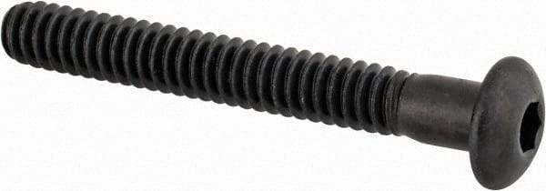 Made in USA - #10-24 UNC Hex Socket Drive, Button Screw - Alloy Steel, Black Oxide Finish, Fully Threaded, 1-1/2" Length Under Head - Industrial Tool & Supply