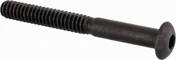 Made in USA - #10-24 UNC Hex Socket Drive, Button Screw - Alloy Steel, Black Oxide Finish, Fully Threaded, 1-3/4" Length Under Head - Industrial Tool & Supply
