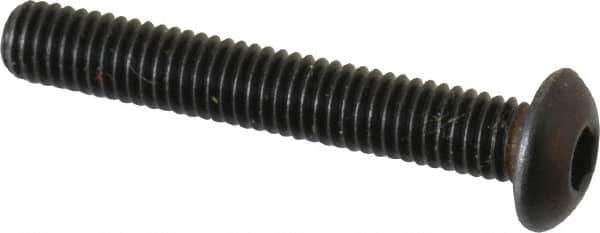 Made in USA - #10-32 UNF Hex Socket Drive, Button Screw - Alloy Steel, Black Oxide Finish, Fully Threaded, 1-1/4" Length Under Head - Industrial Tool & Supply