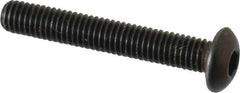 Made in USA - #10-32 UNF Hex Socket Drive, Button Screw - Alloy Steel, Black Oxide Finish, Fully Threaded, 1-1/4" Length Under Head - Industrial Tool & Supply