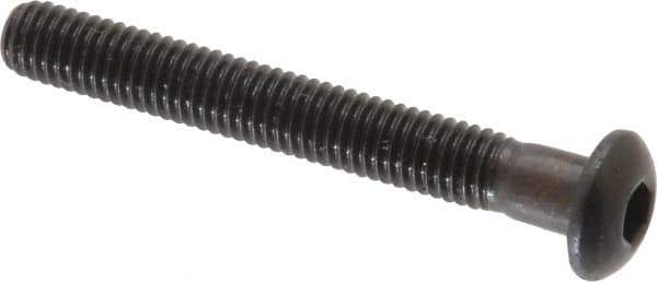 Made in USA - #10-32 UNF Hex Socket Drive, Button Screw - Alloy Steel, Black Oxide Finish, Fully Threaded, 1-1/2" Length Under Head - Industrial Tool & Supply