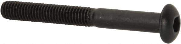 Made in USA - #10-32 UNF Hex Socket Drive, Button Screw - Alloy Steel, Black Oxide Finish, Fully Threaded, 1-3/4" Length Under Head - Industrial Tool & Supply
