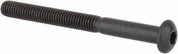 Made in USA - #10-32 UNF Hex Socket Drive, Button Screw - Alloy Steel, Black Oxide Finish, Fully Threaded, 2" Length Under Head - Industrial Tool & Supply