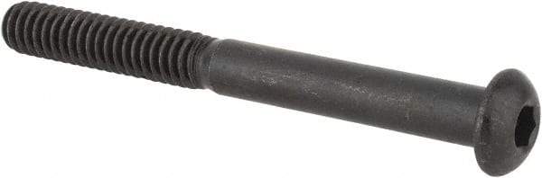 Made in USA - 1/4-20 UNC Hex Socket Drive, Button Screw - Alloy Steel, Black Oxide Finish, Fully Threaded, 2-1/2" Length Under Head - Industrial Tool & Supply