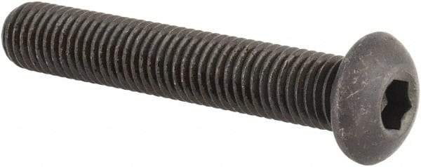 Made in USA - 1/4-28 UNF Hex Socket Drive, Button Screw - Alloy Steel, Black Oxide Finish, Fully Threaded, 1-1/2" Length Under Head - Industrial Tool & Supply