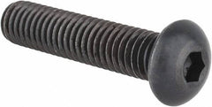 Made in USA - 3/8-16 UNC Hex Socket Drive, Button Screw - Alloy Steel, Black Oxide Finish, Fully Threaded, 1-3/4" Length Under Head - Industrial Tool & Supply