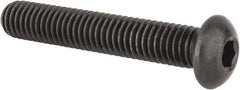 Made in USA - 3/8-16 UNC Hex Socket Drive, Button Screw - Alloy Steel, Black Oxide Finish, Fully Threaded, 2-1/4" Length Under Head - Industrial Tool & Supply