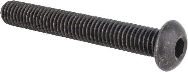 Made in USA - 3/8-16 UNC Hex Socket Drive, Button Screw - Alloy Steel, Black Oxide Finish, Fully Threaded, 2-3/4" Length Under Head - Industrial Tool & Supply
