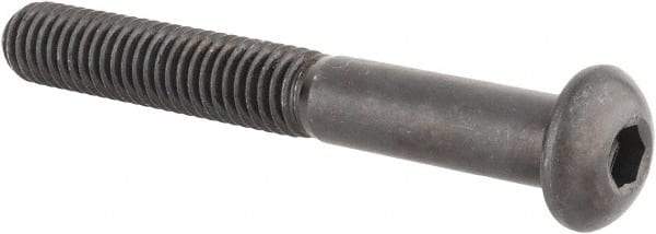 Made in USA - 3/8-16 UNC Hex Socket Drive, Button Screw - Alloy Steel, Black Oxide Finish, Fully Threaded, 3" Length Under Head - Industrial Tool & Supply