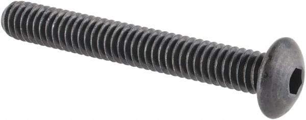 Made in USA - #8-32 UNC Hex Socket Drive, Button Screw - Alloy Steel, Black Oxide Finish, Fully Threaded, 1-1/4" Length Under Head - Industrial Tool & Supply