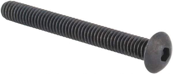 Made in USA - #8-32 UNC Hex Socket Drive, Button Screw - Alloy Steel, Black Oxide Finish, Fully Threaded, 1-1/2" Length Under Head - Industrial Tool & Supply
