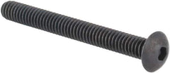 Made in USA - #8-32 UNC Hex Socket Drive, Button Screw - Alloy Steel, Black Oxide Finish, Fully Threaded, 1-1/2" Length Under Head - Industrial Tool & Supply