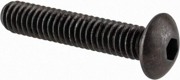 Made in USA - #8-32 UNC Hex Socket Drive, Button Screw - Alloy Steel, Black Oxide Finish, Fully Threaded, 7/8" Length Under Head - Industrial Tool & Supply
