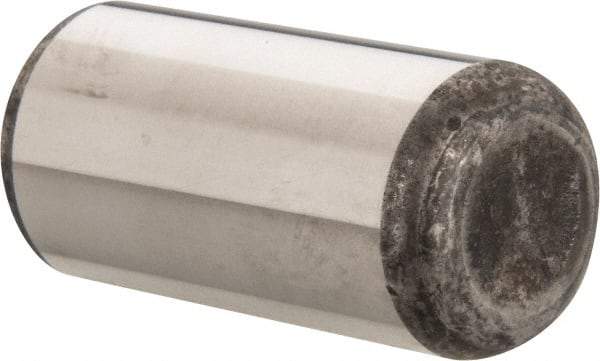 Made in USA - 1" Diam x 2" Pin Length Grade 8 Alloy Steel Standard Dowel Pin - Bright Finish, C 47-58 & C 60 (Surface) Hardness, 117,800 Lb (Single Shear), 235,600 Lb (Double Shear) Breaking Strength, 1 Beveled & 1 Rounded End - Industrial Tool & Supply